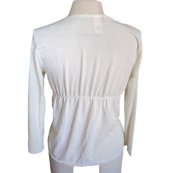 Large New Towner cream sequin tie waist women's blouse #20 - Picture 3 of 6